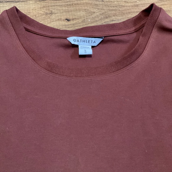 Athleta Harlow  hybrid tee chestnut L - Picture 3 of 7